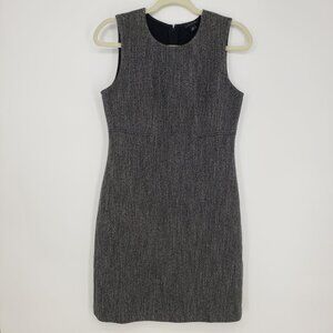Ann Taylor Tweed Sheath Dress 2 TALL Career Sleeveless Black